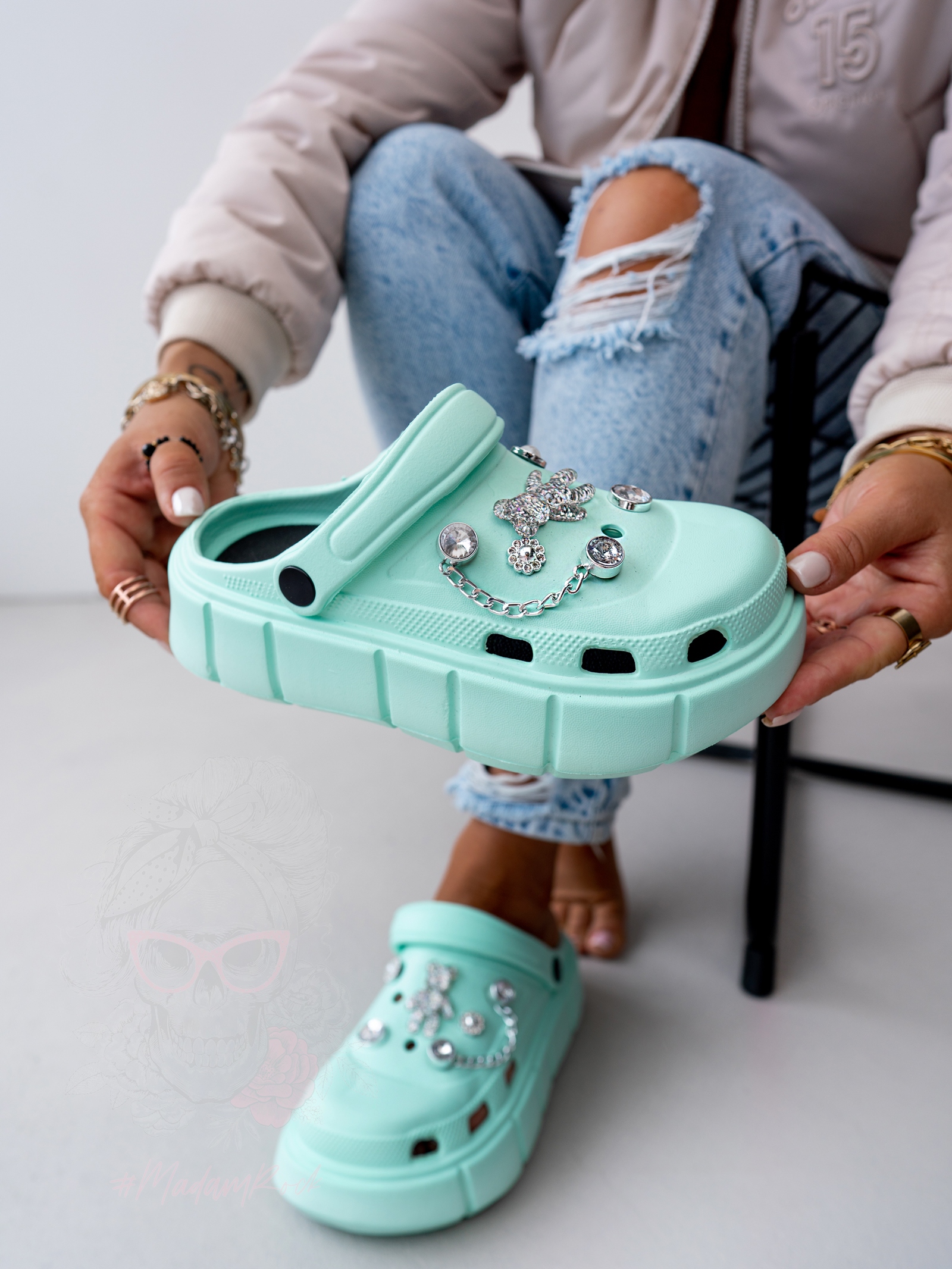 Sandały chodaki Rock Wanna Be With You miętowe