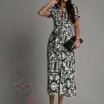 Sukienka elastyczna 7/8 Hipnosa biało - czarna