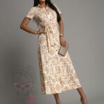 Sukienka elastyczna 7/8 Hipnosa biało - beżowa