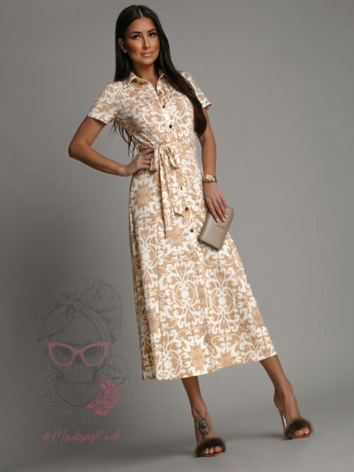 Sukienka elastyczna 7/8 Hipnosa biało - beżowa