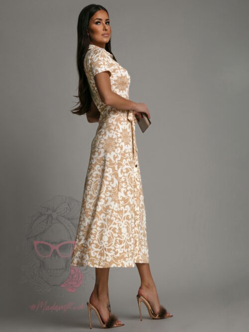 Sukienka elastyczna 7/8 Hipnosa biało - beżowa
