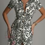 Sukienka elastyczna 7/8 Omma biało-czarna