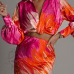 Komplet satynowy Solt pomarańczowo-różowy