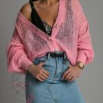 Sweter ażurowy Musito różowy