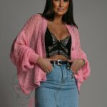 Sweter ażurowy Musito różowy