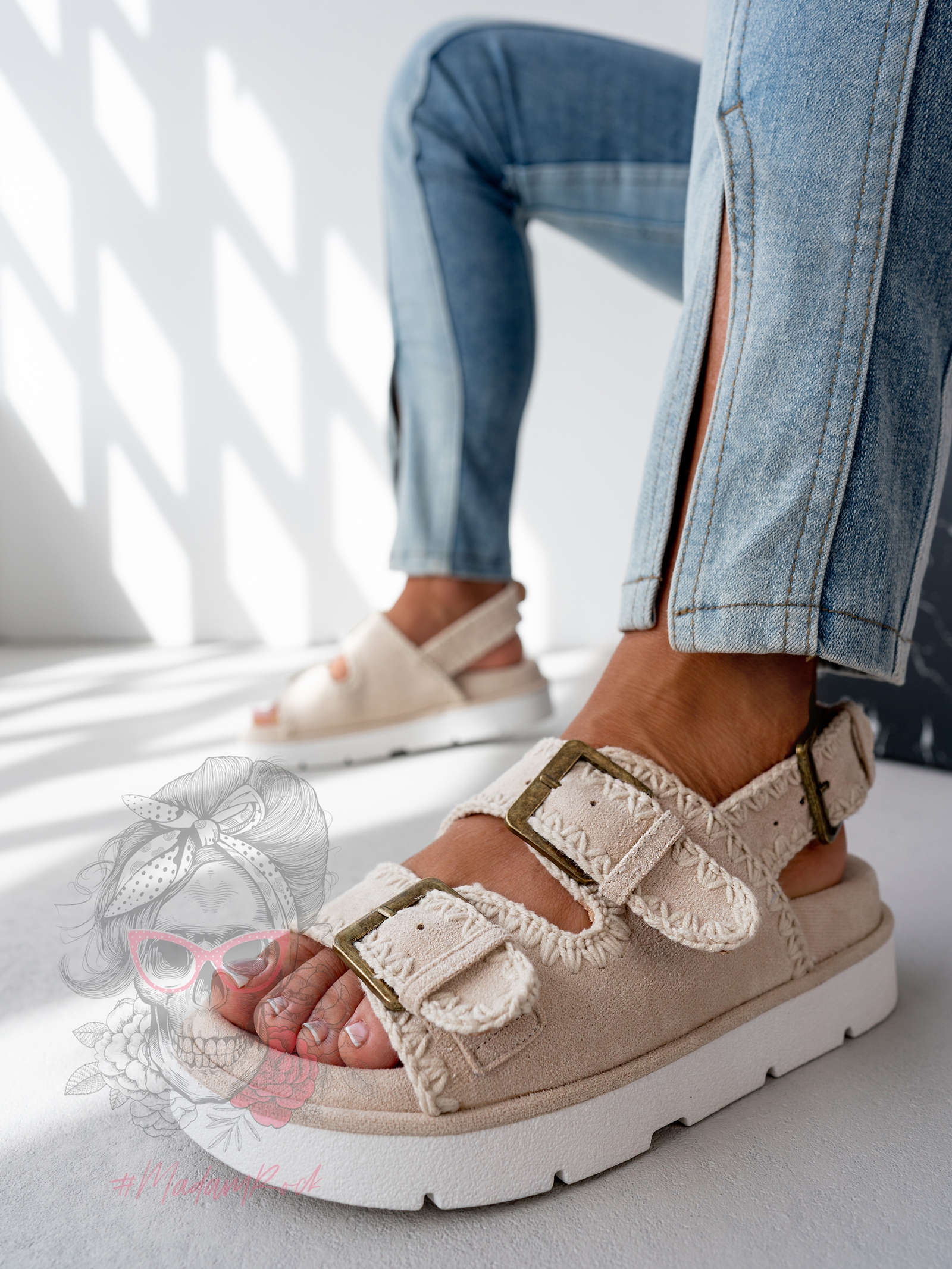 Sandały boho Madam Cherio beżowe