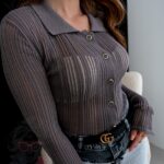 Bluzka ażurowa zapinana Zago grafitowa