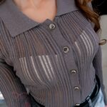 Bluzka ażurowa zapinana Zago grafitowa