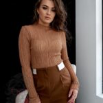 Spodnie eleganckie Monico Solo karmelowe