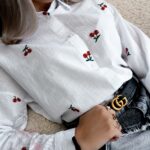 Koszula płócienna z wisienkami Cherry biała