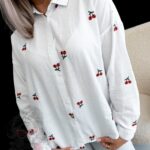 Koszula płócienna z wisienkami Cherry biała