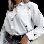 Koszula płócienna z wisienkami Cherry biała