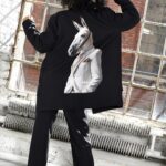 Marynarka jednolita z aplikacją MC Horse czarna