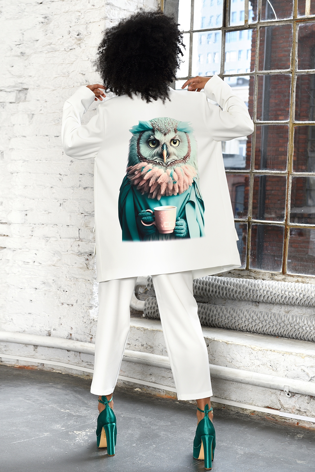 Marynarka oversize MC Owly biała Marynarka oversize MC Owly biała