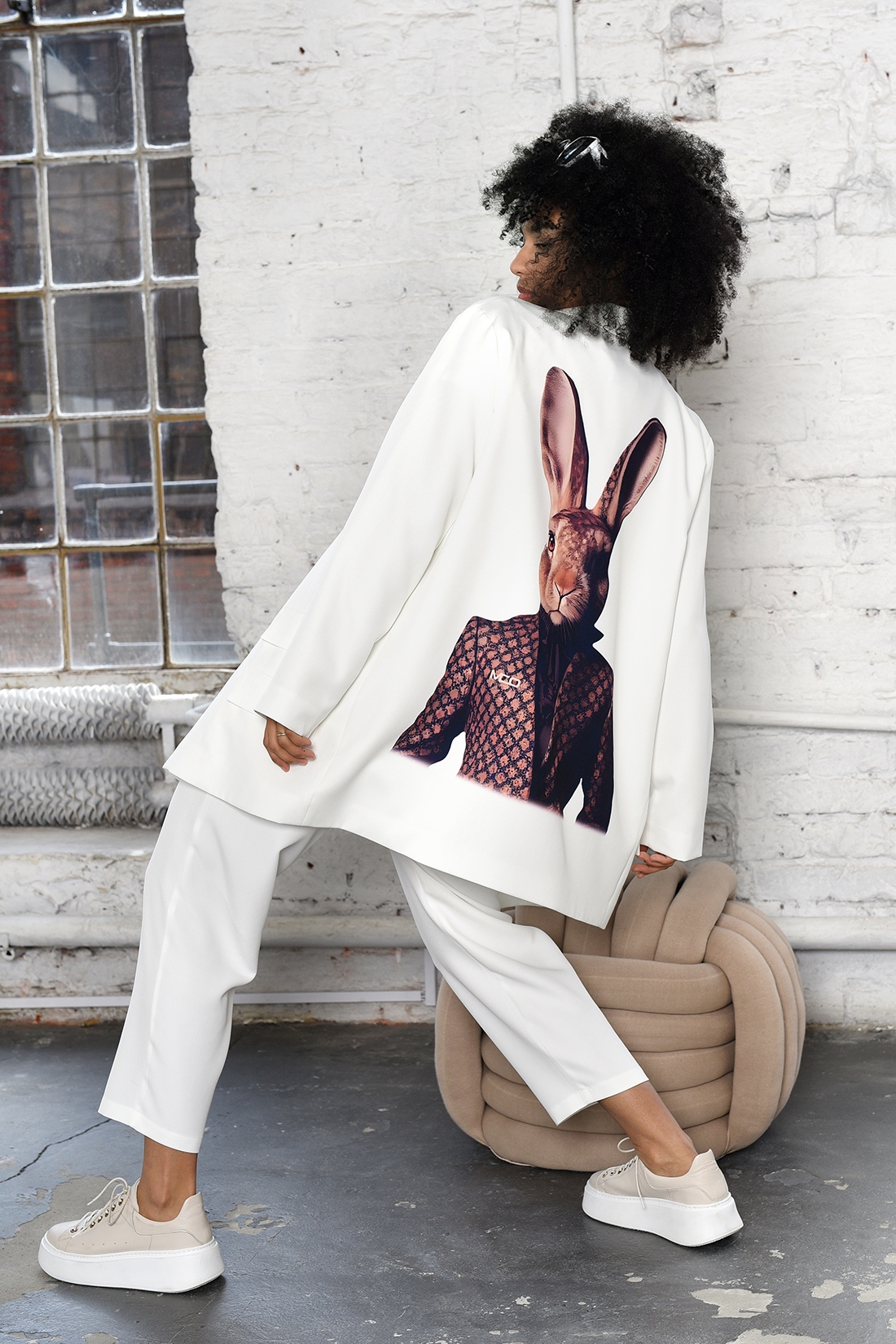 Marynarka przedłużana oversize MC Rabbit biała