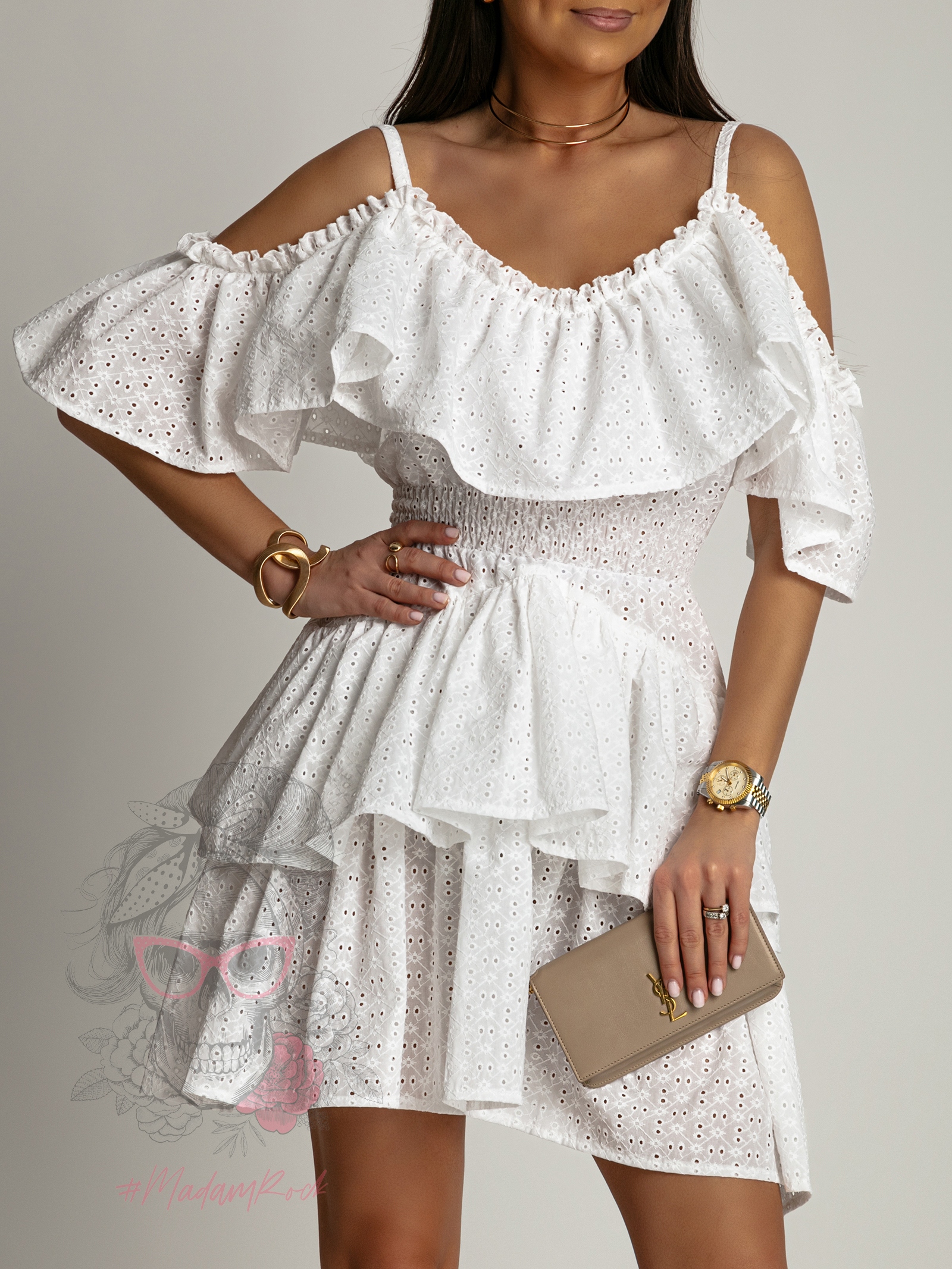 Sukienka z falbankami NB Voler II biała Sukienka z falbankami NB Voler II biała