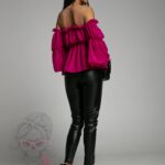 Bluzka szyfonowa marszczona NB Cali amarantowa