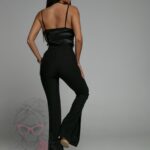 Top satynowy z koronką Hermoso czarny