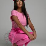 T-shirt krótki oversize Shortli cukierkowy róż