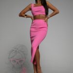 Komplet prążkowany Camelies różowy