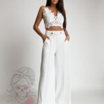 Spodnie eleganckie szerokie Piklo ecru