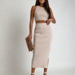 Komplet prążkowany Duett beżowy