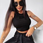 Top damski prążkowany Ruby Ola Voga czarny