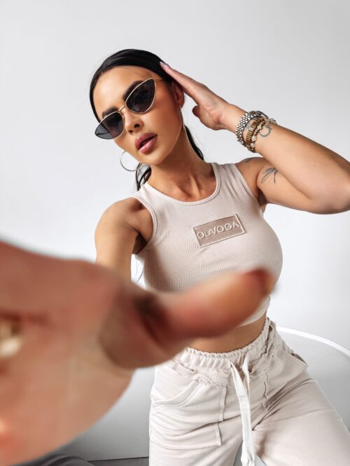 Top damski prążkowany Ruby Ola Voga beżowy