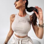 Top damski prążkowany Ruby Ola Voga beżowy