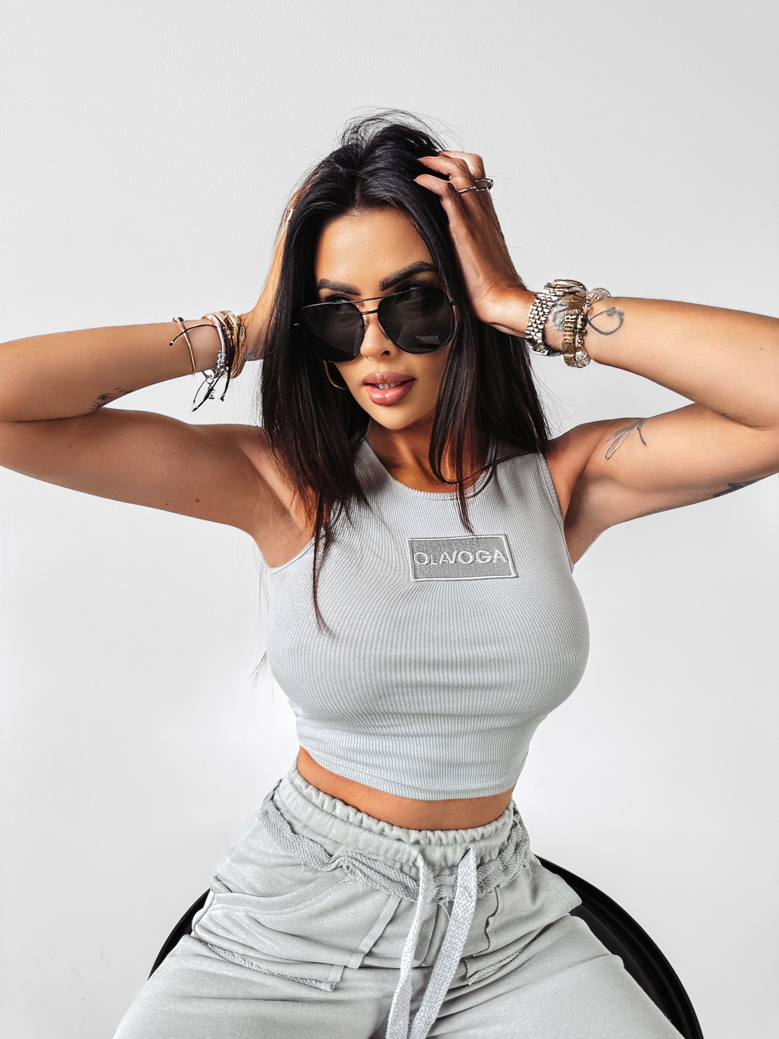 Top damski prążkowany Ruby Ola Voga szary