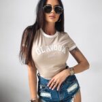 T-shirt dopasowany Ford Ola Voga beżowy