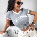 T-shirt dopasowany Ford Ola Voga szary