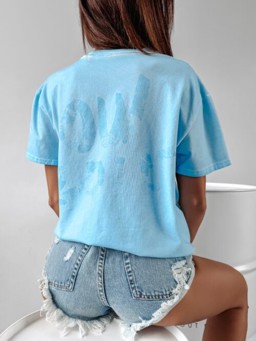 T-shirt bawełniany Etcher Ola Voga błękitny