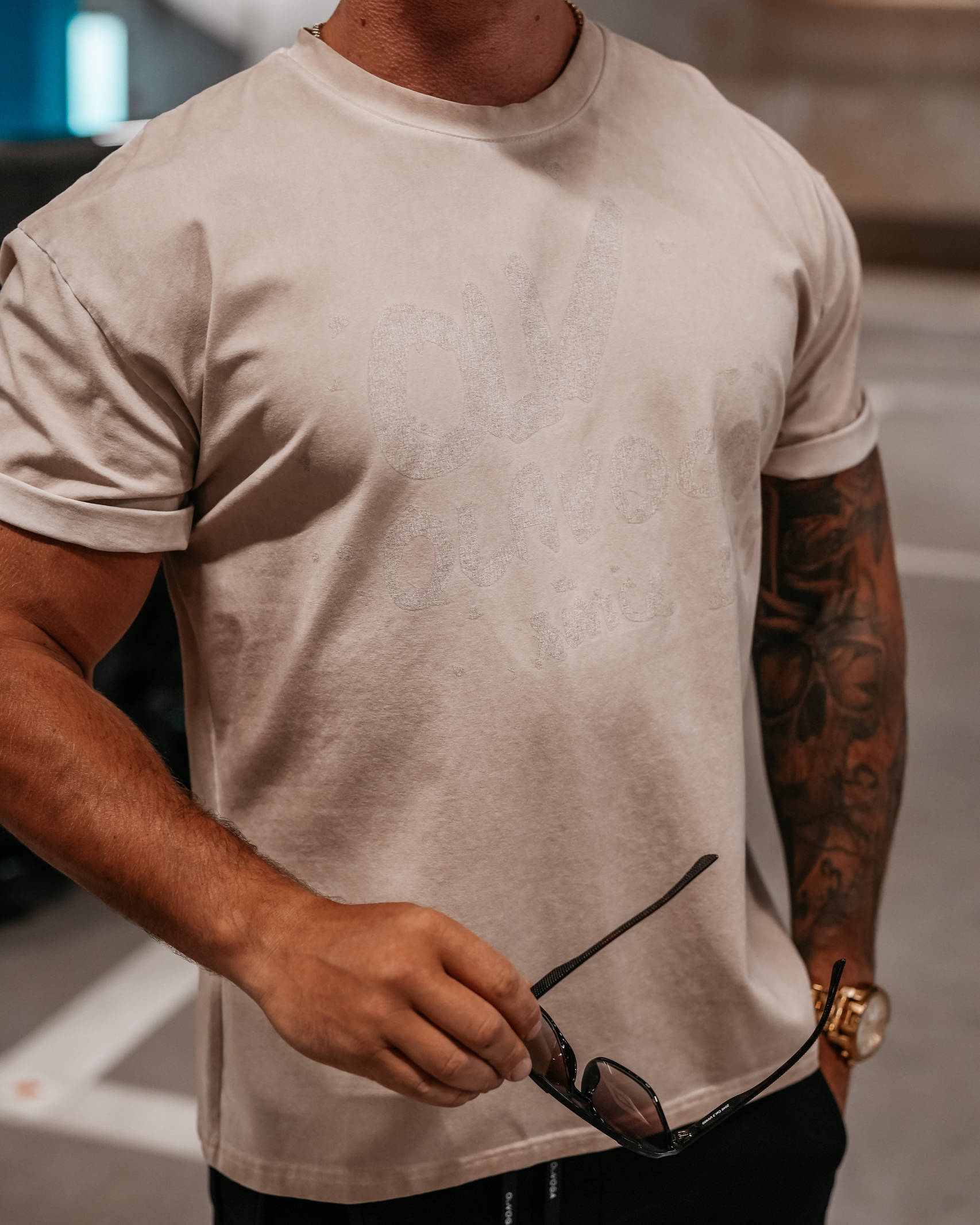 T-shirt męski ETCHER MEN OLAVOGA beżowy