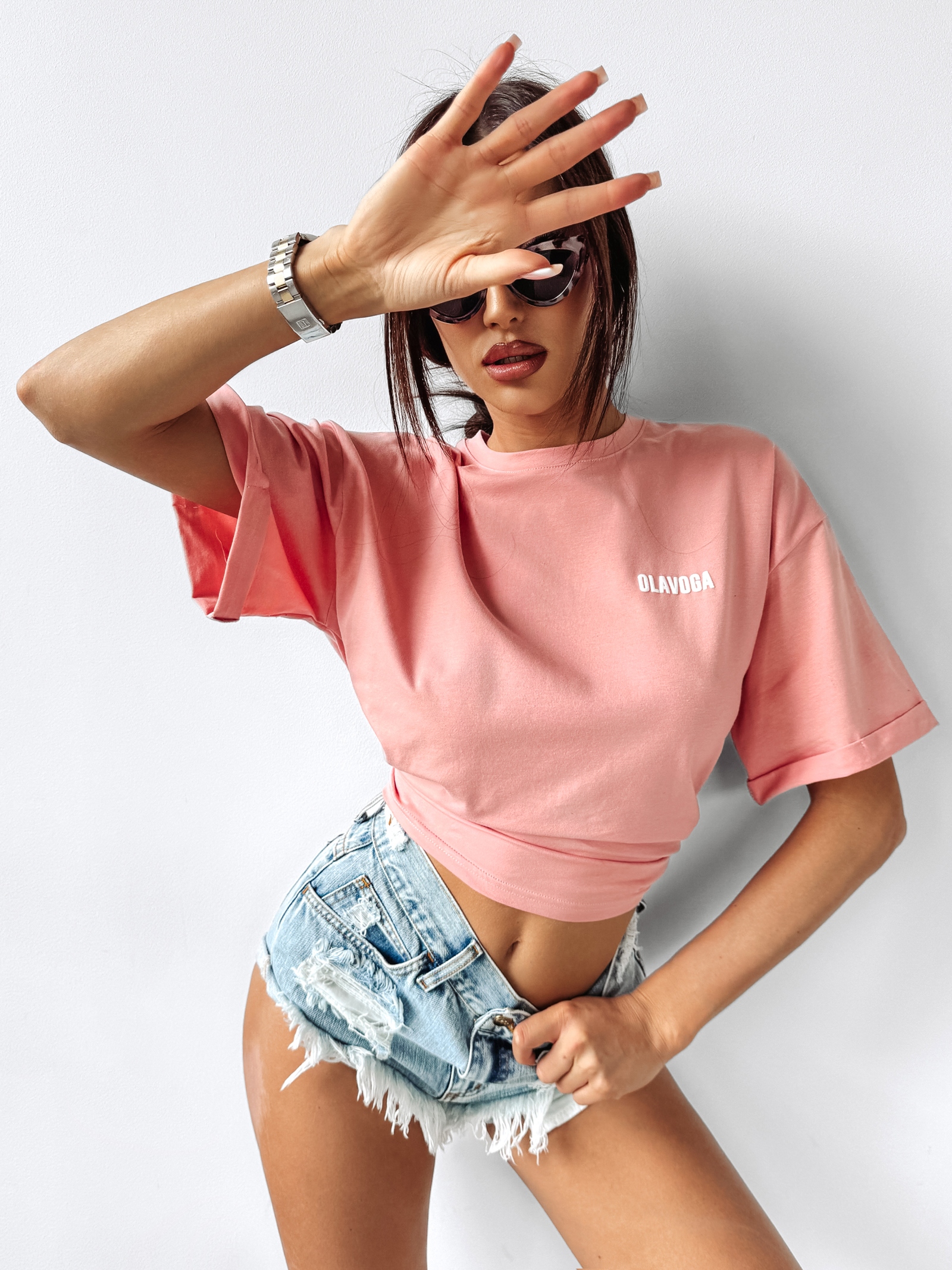 T-shirt damski One Ola Voga różowy