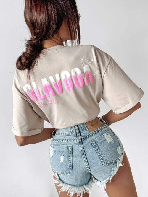 T-shirt damski One Ola Voga beżowy