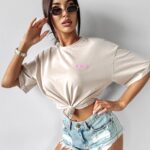 T-shirt damski One Ola Voga beżowy