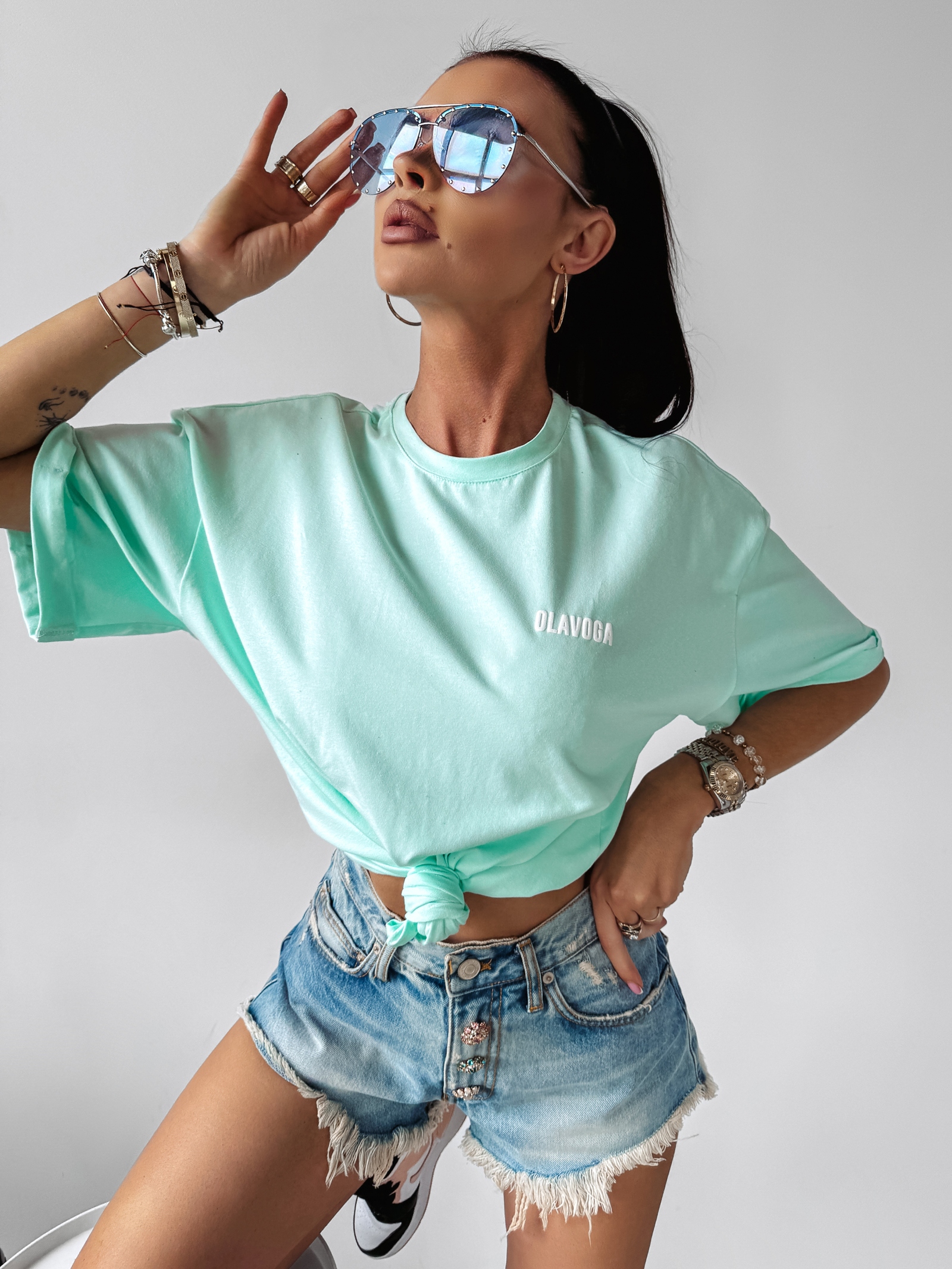 T-shirt damski One Ola Voga miętowy