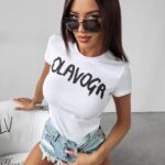 T-shirt dopasowany Madame Ola Voga biały