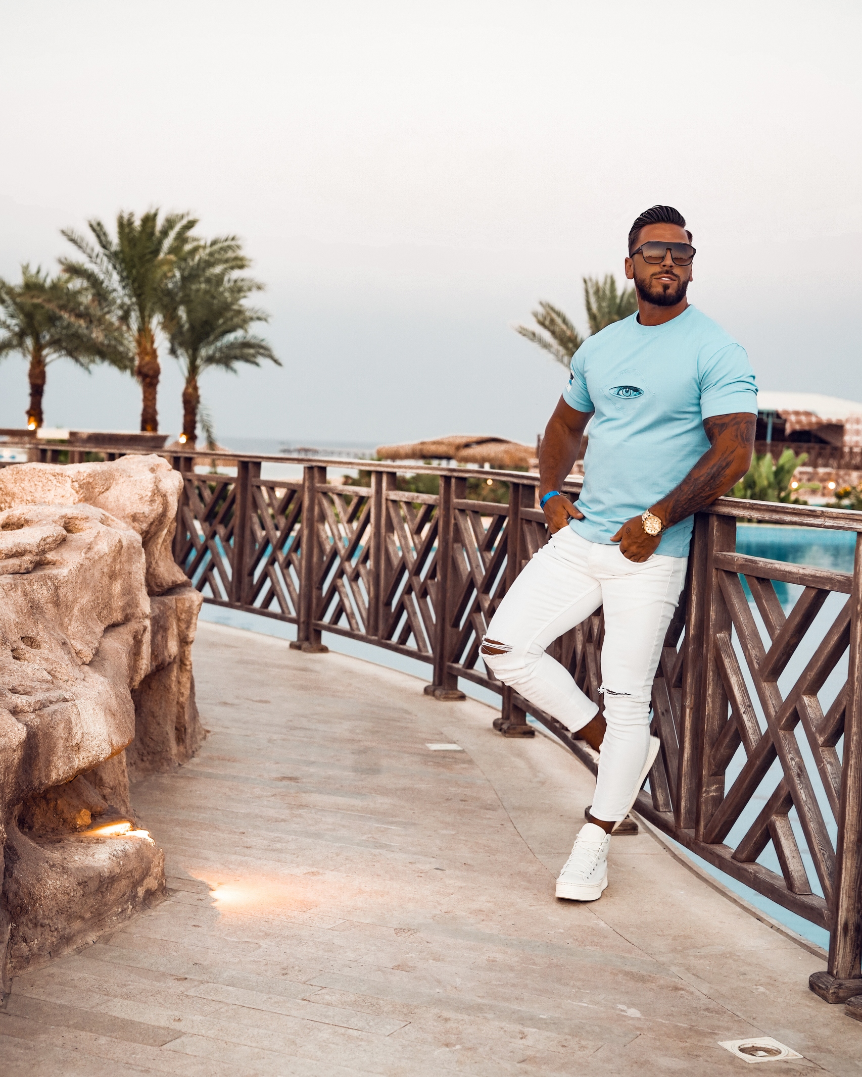 T-shirt męski EYECATCH Ola Voga j.niebieski