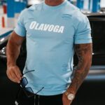 T-shirt męski z rozcięciami XYZ Ola Voga j.niebieski