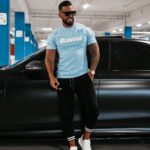 T-shirt męski z rozcięciami XYZ Ola Voga j.niebieski