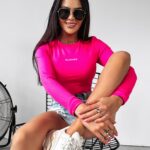 Bluzka przylegająca Aurea Ola Voga amarantowa