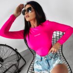 Bluzka przylegająca Aurea Ola Voga amarantowa