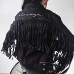 Kurtka jeansowa z frędzlami SANIL Ola Voga czarna