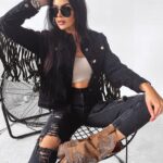 Kurtka jeansowa z frędzlami SANIL Ola Voga czarna