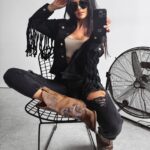 Kurtka jeansowa z frędzlami SANIL Ola Voga czarna