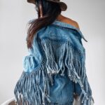 Kurtka jeansowa z frędzlami SANIL Ola Voga j.niebieska