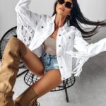 Kurtka jeansowa z frędzlami SANIL Ola Voga biała