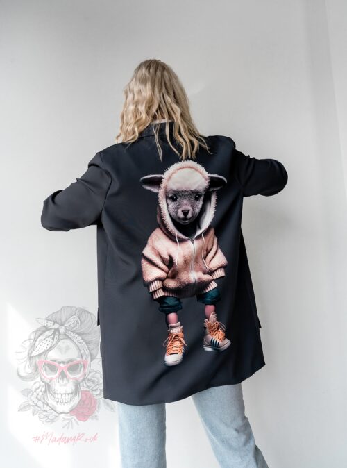 Marynarka jednolita z aplikacją MC Sheepo grafitowa